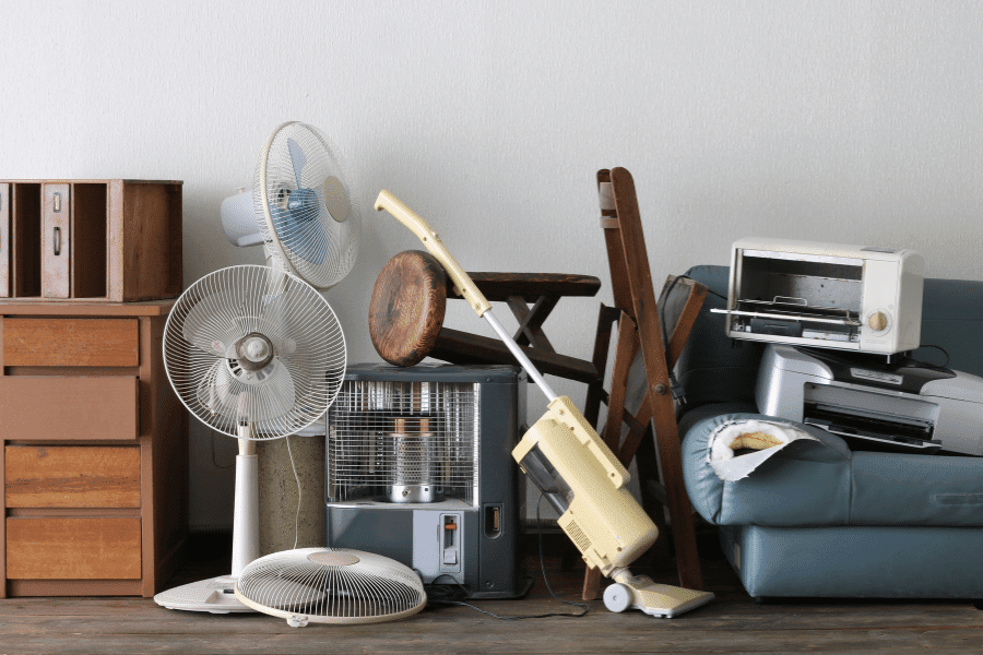 accumulated junk from an estate cleanout awaiting professional junk removal