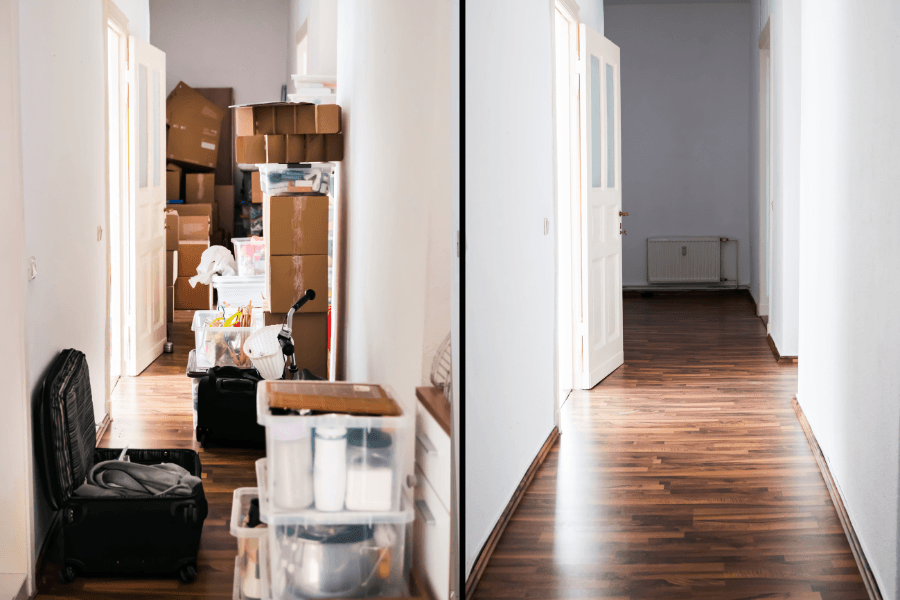 Before and after image of junk removal services